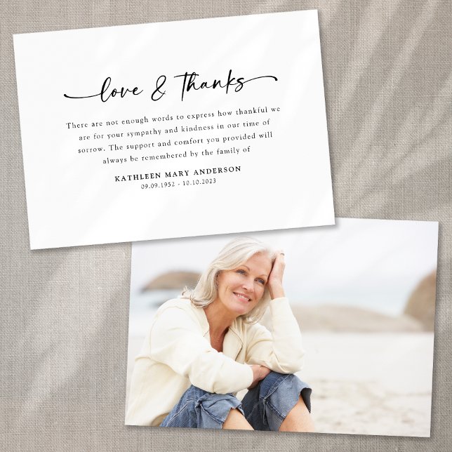 Simple Script Photo Funeral Thank You Card (Creator Uploaded)