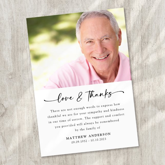Simple Script Photo Funeral Thank You Card (Creator Uploaded)