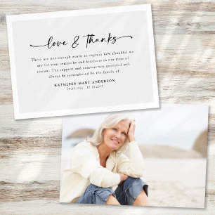Simple Script Photo Funeral Thank You Card