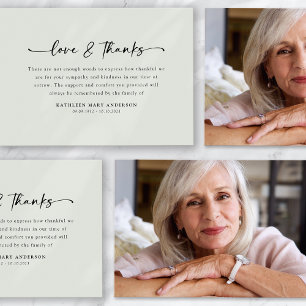 Simple Script Photo Funeral Thank You Card