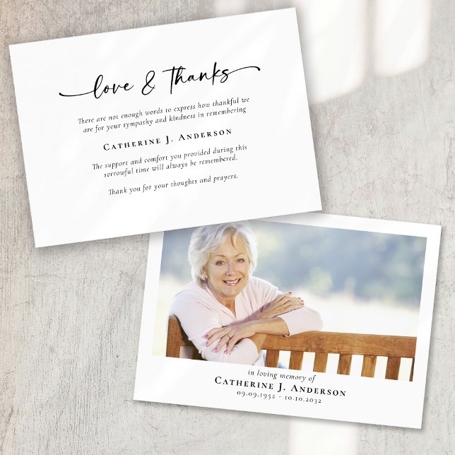 Simple Script Photo Funeral Thank You Card (Creator Uploaded)