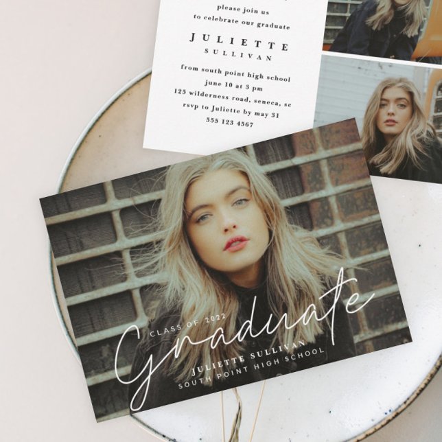 Simple Script Photo Graduation Invitations (Creator Uploaded)