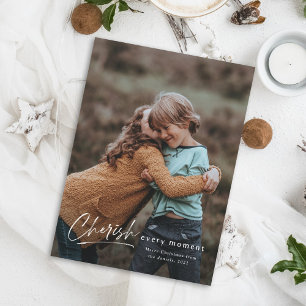 Simple Script Photo Holiday Magentic Card
