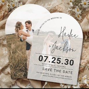 Simple Script Photo Overlay Minimalist Wedding Save The Date