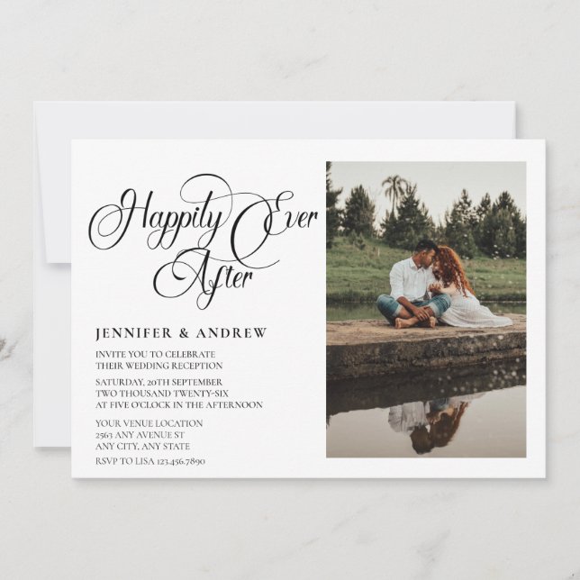 Simple Script Photo | Reception Wedding Invitation (Front)