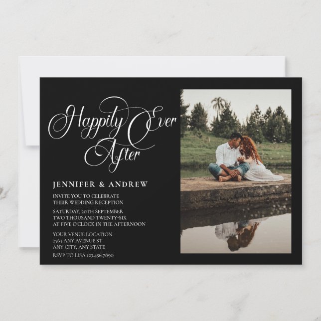 Simple Script Photo | Reception Wedding Invitation (Front)