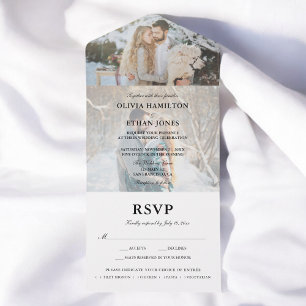 Simple Script Photo Summer Wedding All In One Invitation