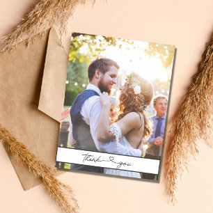 Simple Script Photo Wedding Budget Thank You Postcard