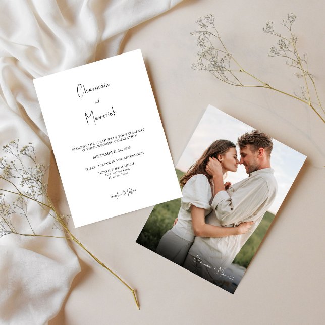 Simple Script Photo Wedding Invitation (Creator Uploaded)