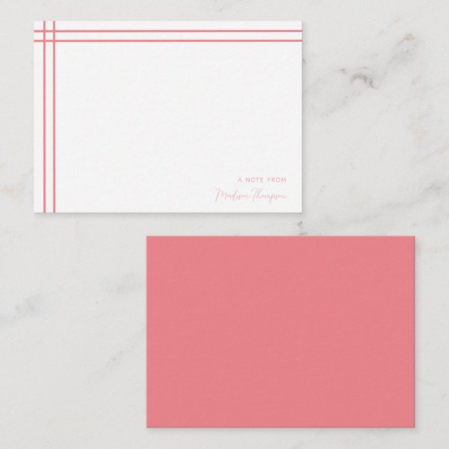Simple Script Pink 2 Side Double Border Card (Front/Back)