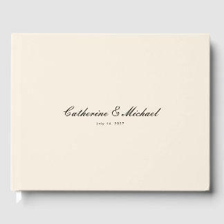 Simple Script Pretty Cream Wedding Guest Book