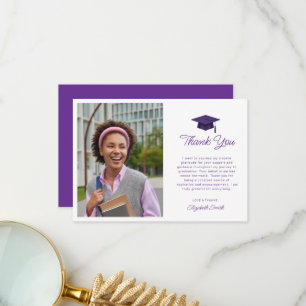 simple script purple graduation thank you card