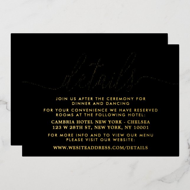 Simple Script - Real Foil - Wedding Detail Card (Front/Back)