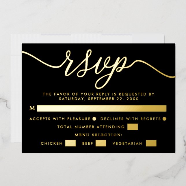 Simple Script - Real Foil - Wedding RSVP & Menu (Envelope)