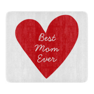 Simple Script Red Heart Best Mum Ever Mothers Day Cutting Board