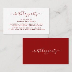 Simple Script - Red & White Birthday Party Ticket