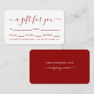 Simple Script - Red & White Gift Certificate Cards