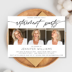 Simple Script Retirement Party Photo Collage  Invitation