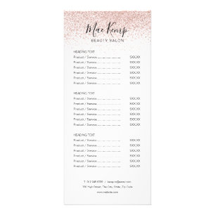 Simple Script Rose Gold Glitter Salon Service Menu