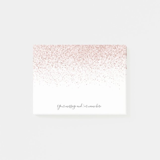 Simple Script Rose Gold Glitter Your Message  Post-it Notes (Front)