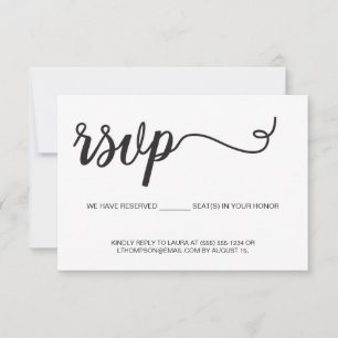 Simple Script RSVP Reserved Seat Birthday Party Card