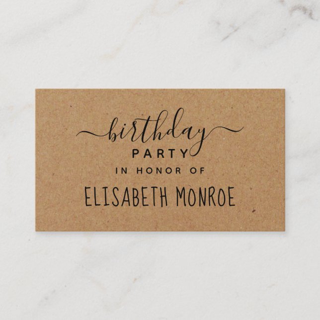 Simple Script Rustic Country Kraft Birthday Invite (Front)