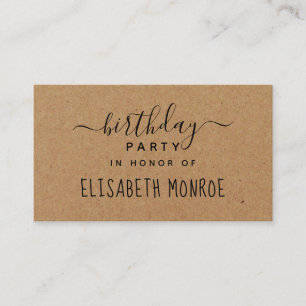 Simple Script Rustic Country Kraft Birthday Invite