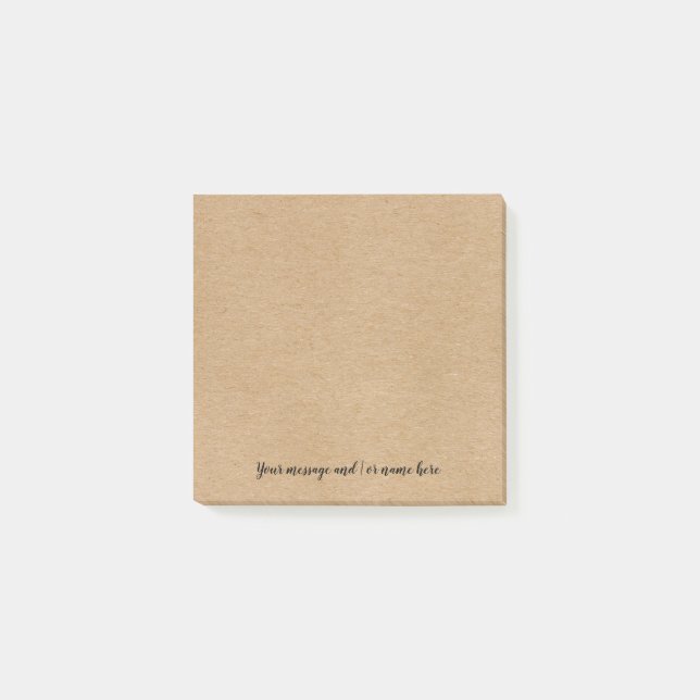Simple Script Rustic Kraft Paper Your Message Post-it Notes (Front)