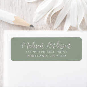 Simple Script Sage Green Return Address Label