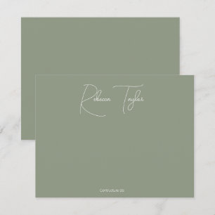 Simple Script Sage Handwritting Name Stationery  Card