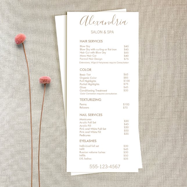 Simple Script Salon Price List Service Menu (Creator Uploaded)