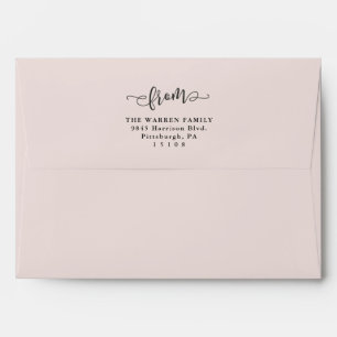 Simple script save the date blush pink envelope