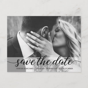 Simple Script Save the Date Engagement Photo Postcard