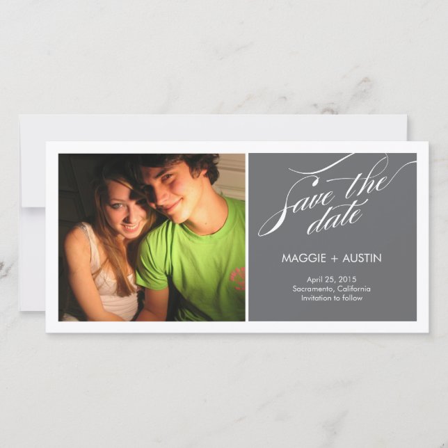Simple Script Save The Date Photo Card (Front)