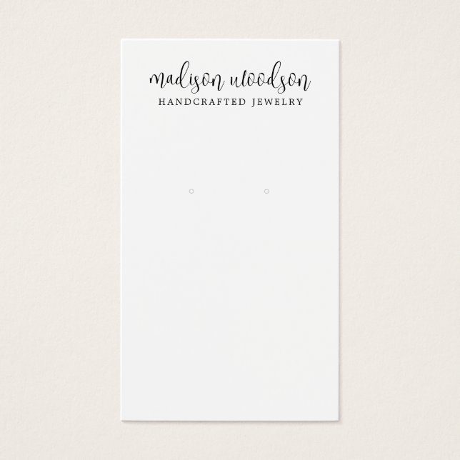 Simple Script Signature Earring Display Card (Front)