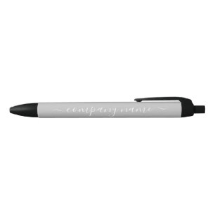 Simple Script - Silver & White - Company/Event Black Ink Pen
