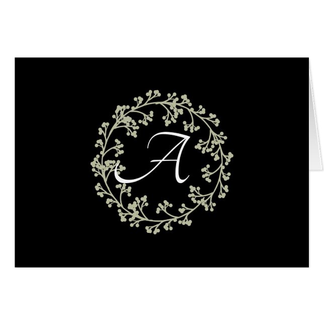 Simple Script Simple Wreath Monogram Note Cards (Front Horizontal)