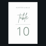 Simple Script Table Number Wedding Reception Card<br><div class="desc">Our wedding table number sign features simple script lettering in modern colours - perfect for helping your guests find their table at your wedding reception or event. This item is part of our Hunter wedding collection H100,  please shop our store for matching products.</div>