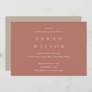 Simple Script Terracotta Rust Bridal Shower Invite