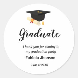 Simple script Thank you graduation party  Classic  Classic Round Sticker