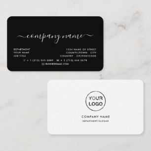Simple Script Typography - Logo - Black & White Business Card