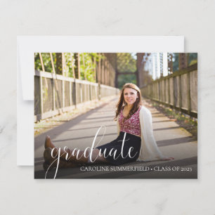 Simple Script Typography Photo Graduation Party Invitation