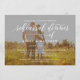 Simple Script Typography   Photo Rehearsal Dinner Invitation