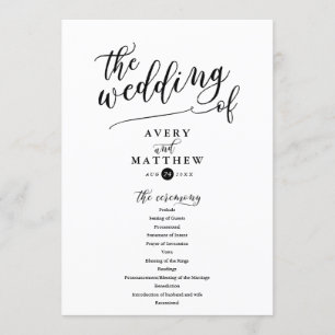 Simple Script Typography Wedding Ceremony Program
