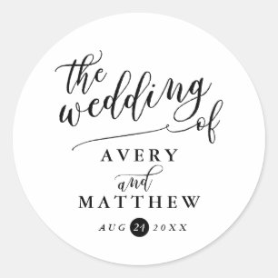 Simple Script Typography   Wedding Classic Round Sticker