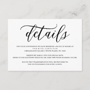 Simple Script Typography Wedding Details Enclosure Card