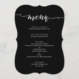 Simple Script Typography   Wedding Menu Black