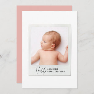 Simple script vintage photo birth announcement