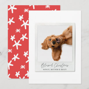 Simple script vintage photo modern christmas holiday card