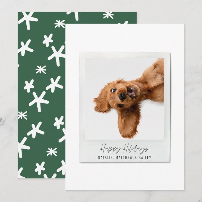 Simple script vintage photo modern christmas holiday card (Front/Back)